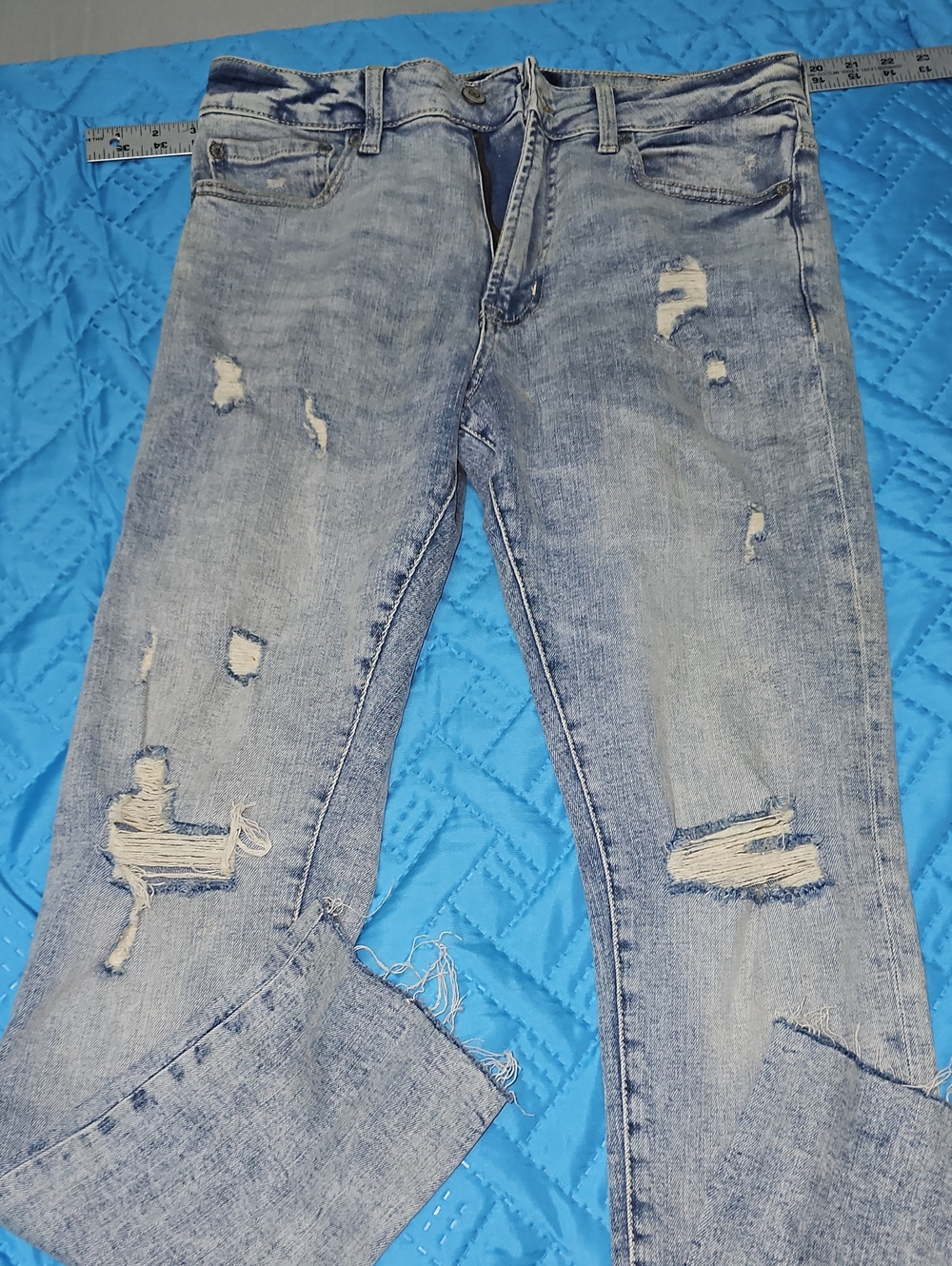 Aeropostale Light Blue Ripped Skinny Jeans for Men